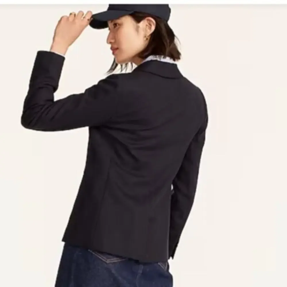 J. Crew Parke Blazer in Wool Flannel Black One Button‎ Business Jacket Size 4